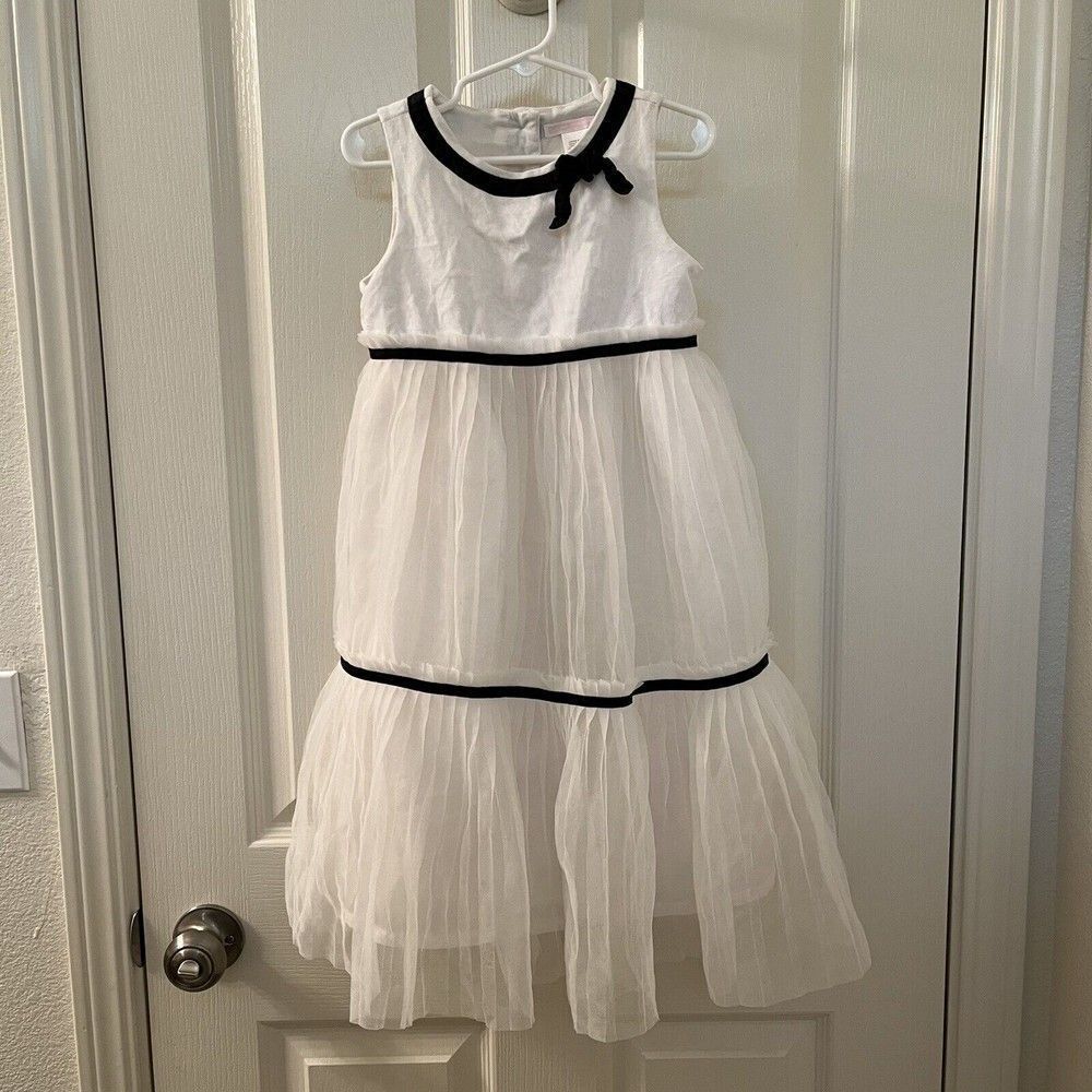 Janie and Jack Holiday Portrait Ivory Tiered Pleated Tulle Dress Girls Size 5T